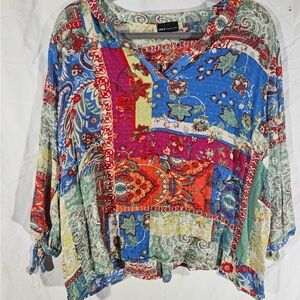Jones New York Colorful Patchwork Blouse